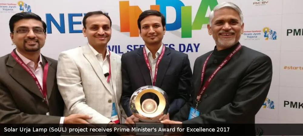 2017 Solar Urja Lamp project implemented in Rajasthan, received the Prime Minister’s Award